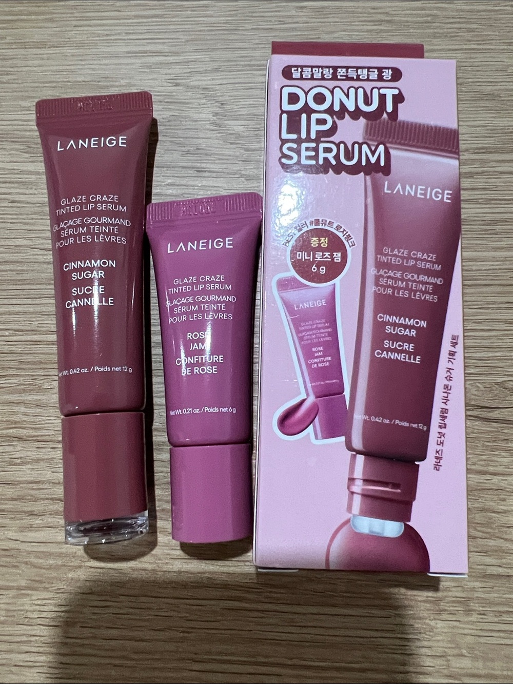 LANEIGE Donut Lip Serum Set in Cinnamon Sugar & Rose Jam - Pink Mauve Shades